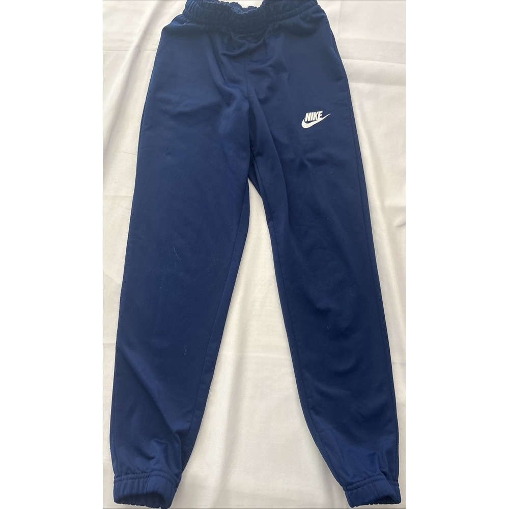Boys Nike Track Pants Size Small Navy Blue Elastic Waist Elastic Ankle Bottoms